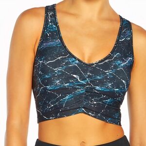 Marika Blue and Black Marble Sports Bra